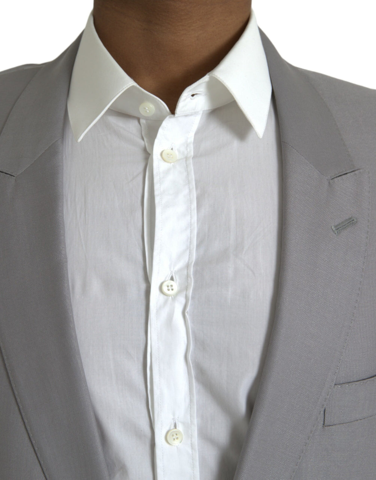 Dolce &amp; Gabbana, veste-blazer grise en laine à revers, à simple boutonnage.