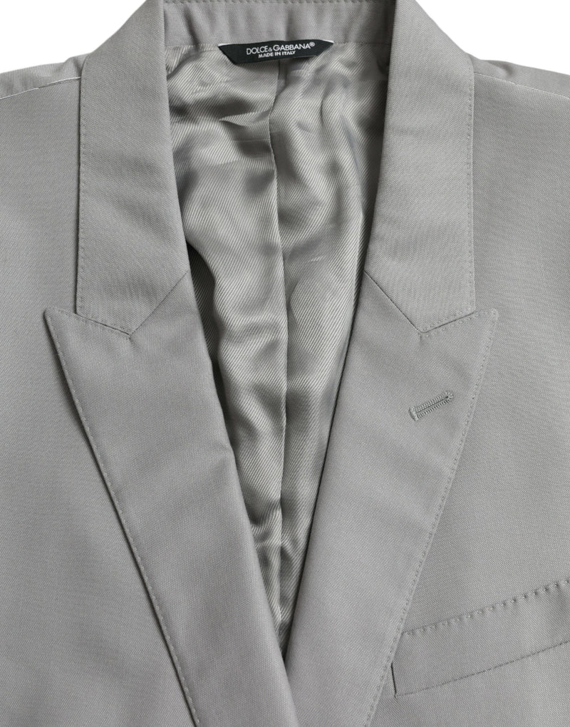 Dolce &amp; Gabbana grijze wollen, enkelbrede, reversjas (blazer)