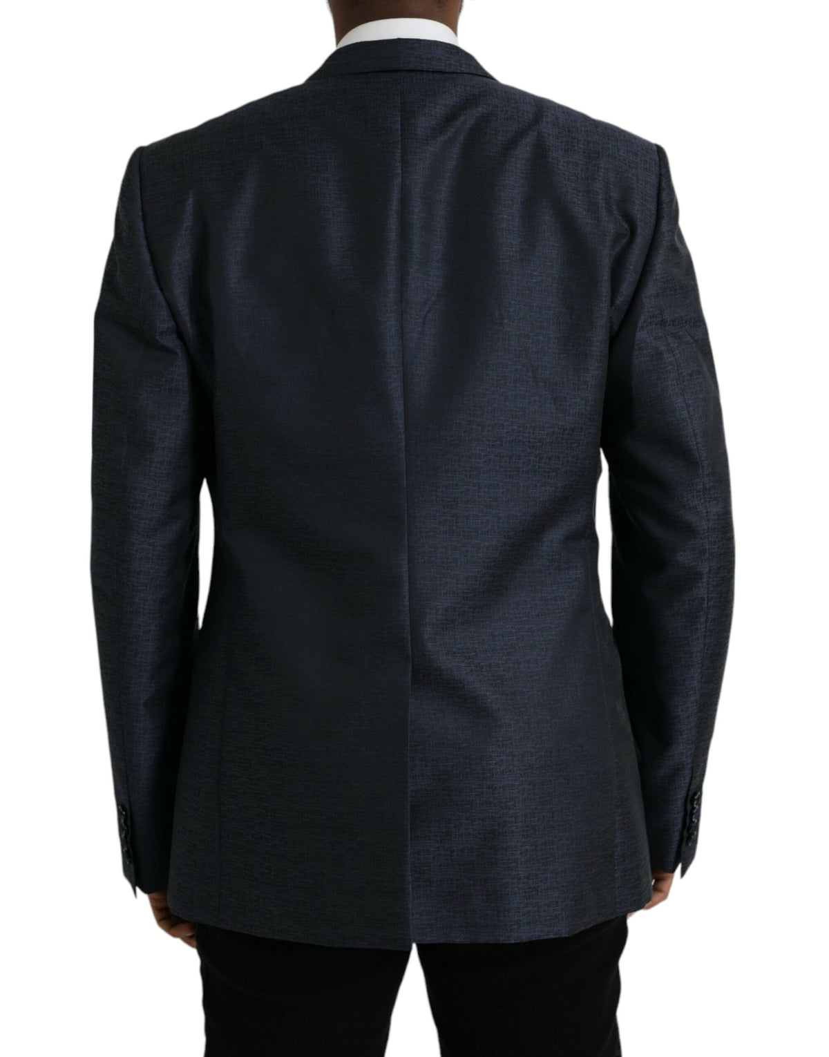 Dolce &amp; Gabbana, veste-blazer bleu en laine, boutonnage simple, dorée.