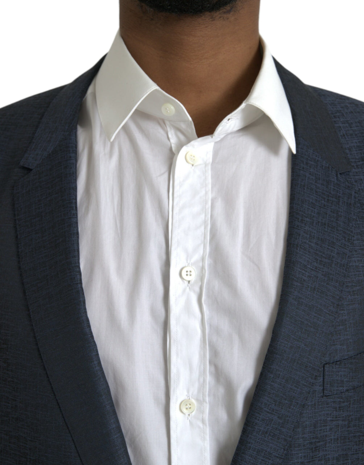 Dolce &amp; Gabbana, veste-blazer bleu en laine, boutonnage simple, dorée.