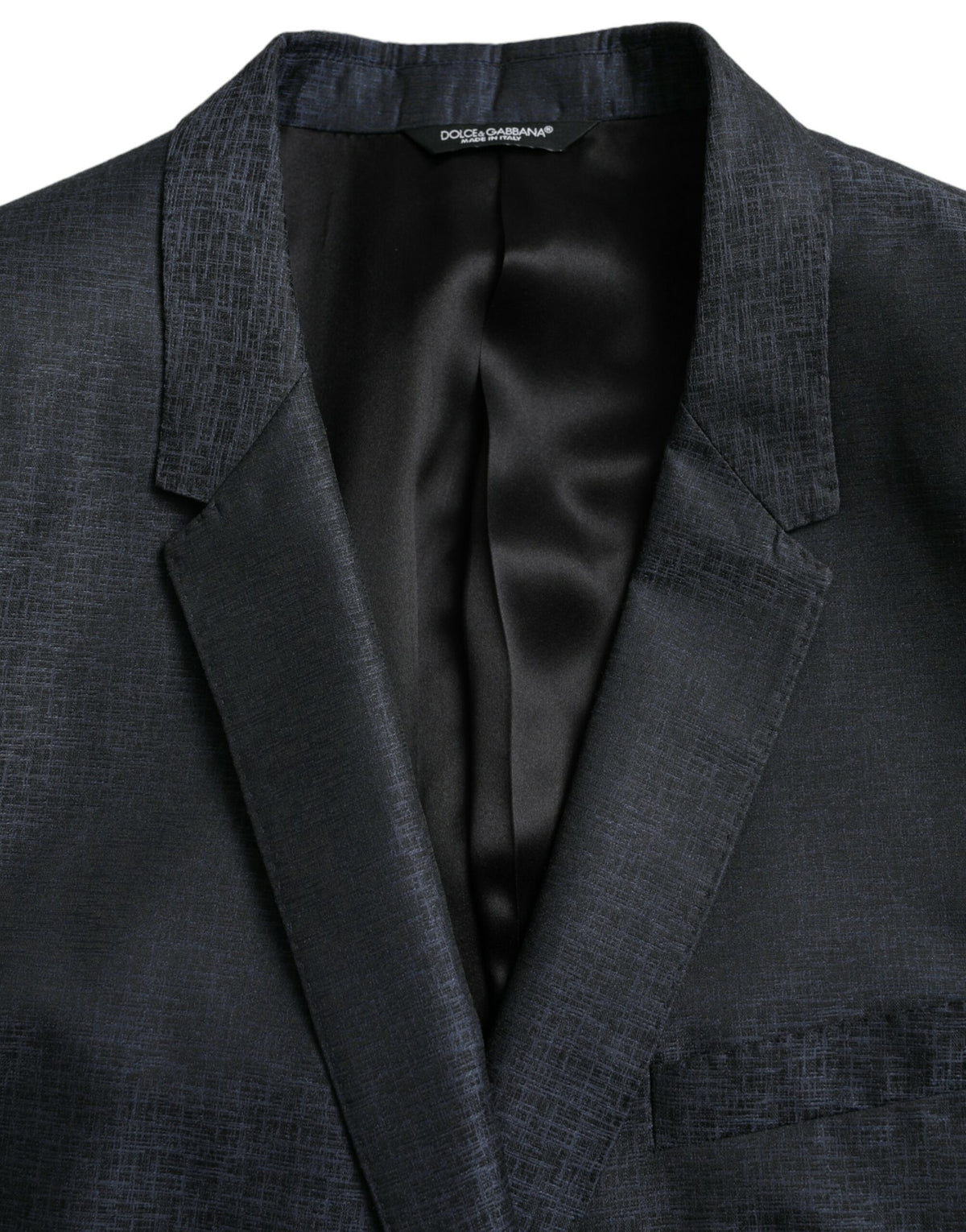 Dolce &amp; Gabbana, veste-blazer bleu en laine, boutonnage simple, dorée.