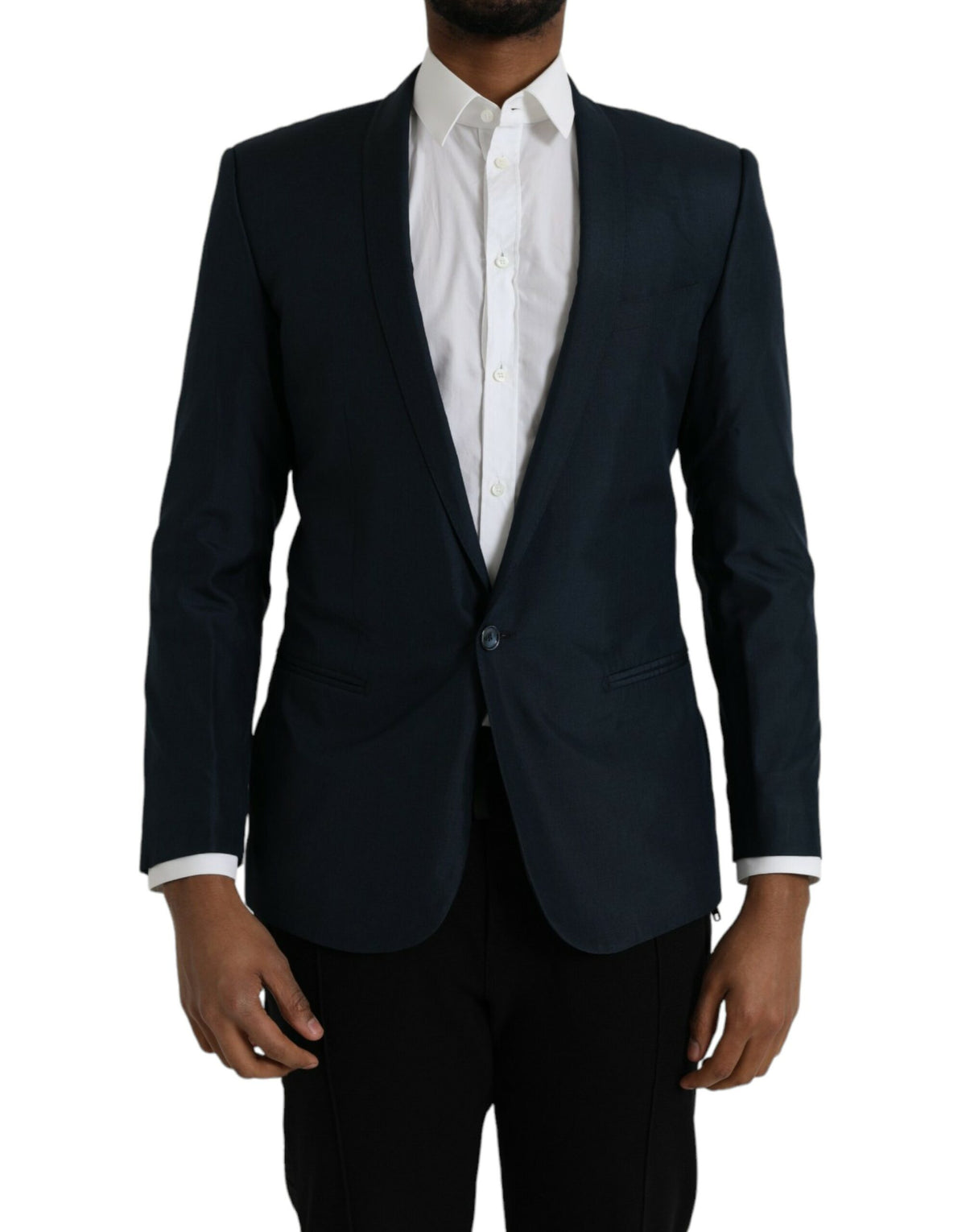 Dolce &amp; Gabbana Blazer MARTINI bleu à revers châle et à simple boutonnage