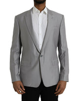 Dolce &amp; Gabbana, veste-blazer grise en laine à revers, à simple boutonnage.