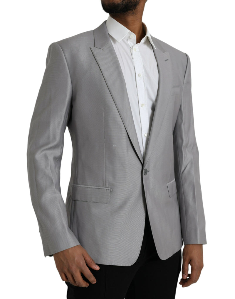 Dolce &amp; Gabbana grijze wollen, enkelbrede, reversjas (blazer)