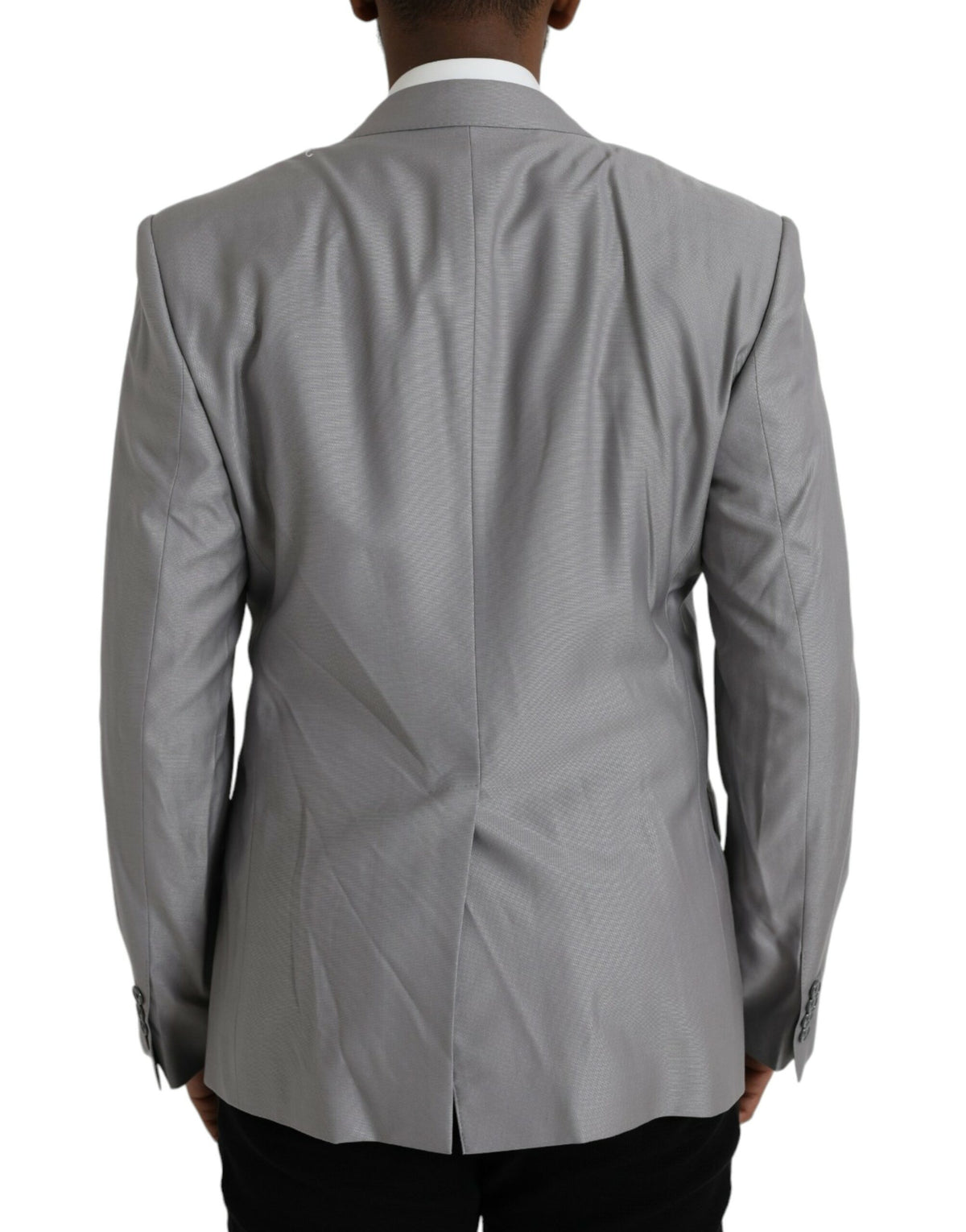Dolce &amp; Gabbana, veste-blazer grise en laine à revers, à simple boutonnage.