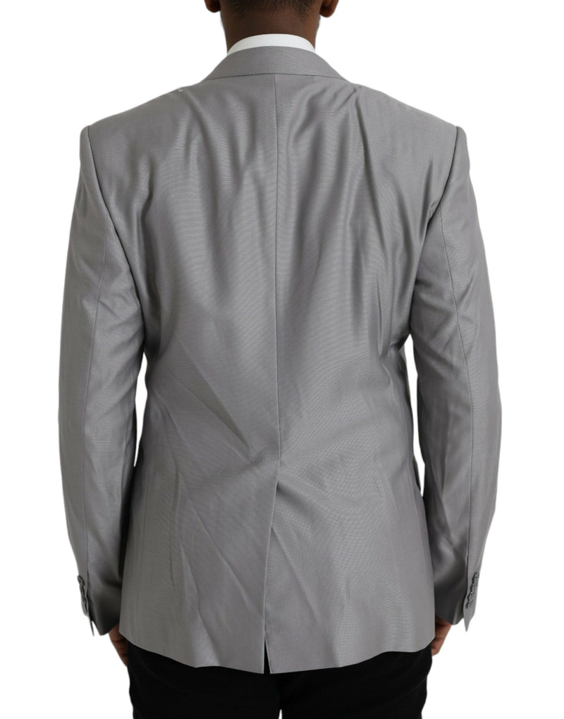 Dolce &amp; Gabbana grijze wollen, enkelbrede, reversjas (blazer)