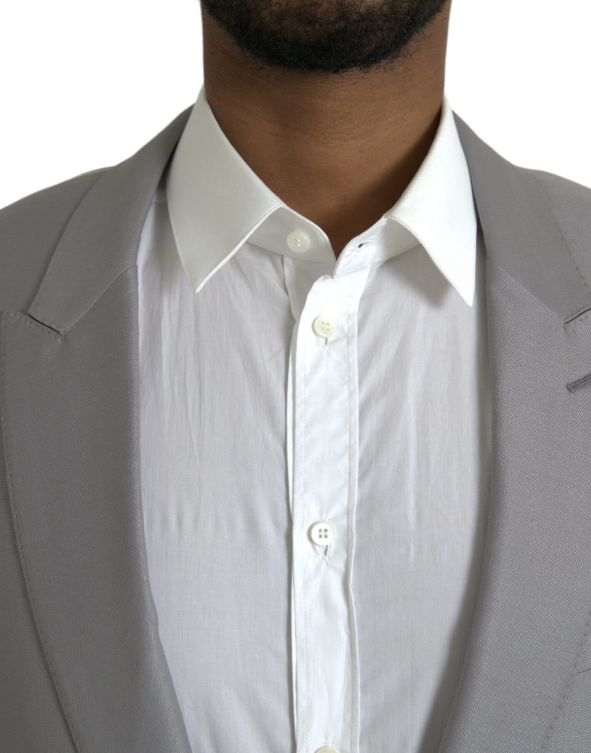 Dolce &amp; Gabbana, veste-blazer grise en laine à revers, à simple boutonnage.