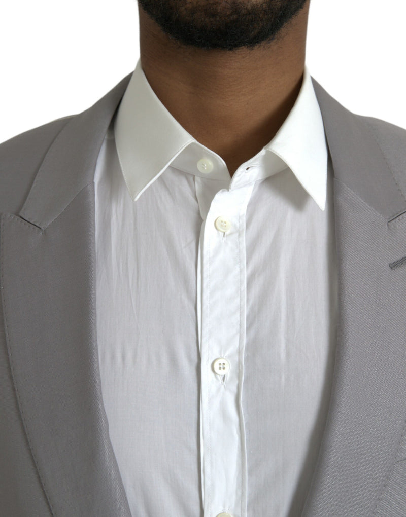 Dolce &amp; Gabbana grijze wollen, enkelbrede, reversjas (blazer)