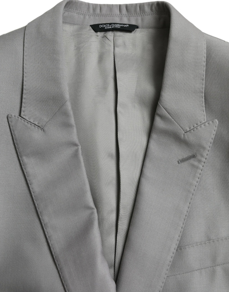 Dolce &amp; Gabbana grijze wollen, enkelbrede, reversjas (blazer)
