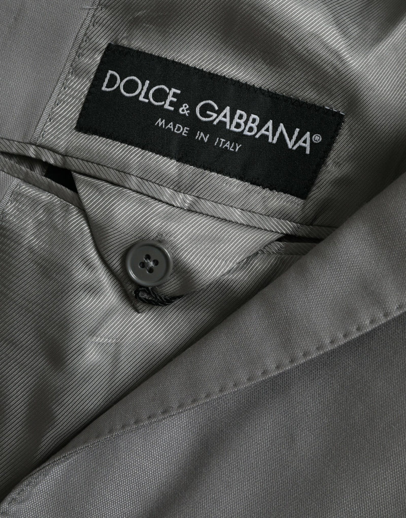 Dolce &amp; Gabbana grijze wollen, enkelbrede, reversjas (blazer)