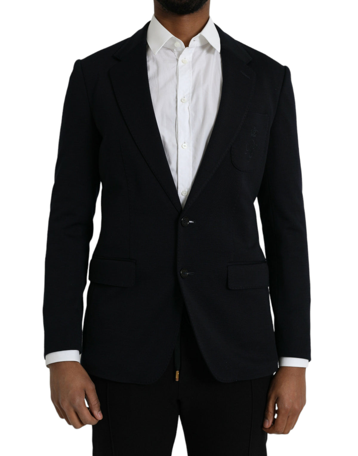 Dolce &amp; Gabbana, blazer noir en laine, col à revers, à simple boutonnage.