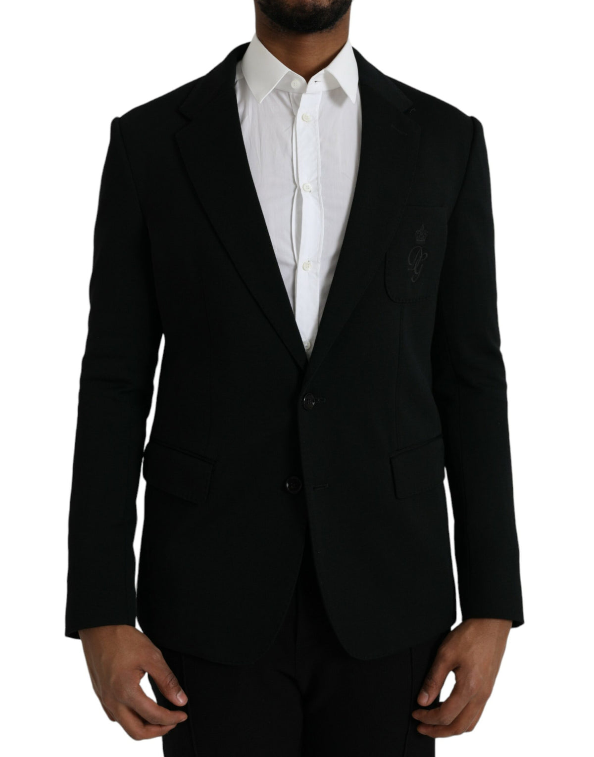 Dolce &amp; Gabbana, blazer noir en laine, col à revers, à simple boutonnage.