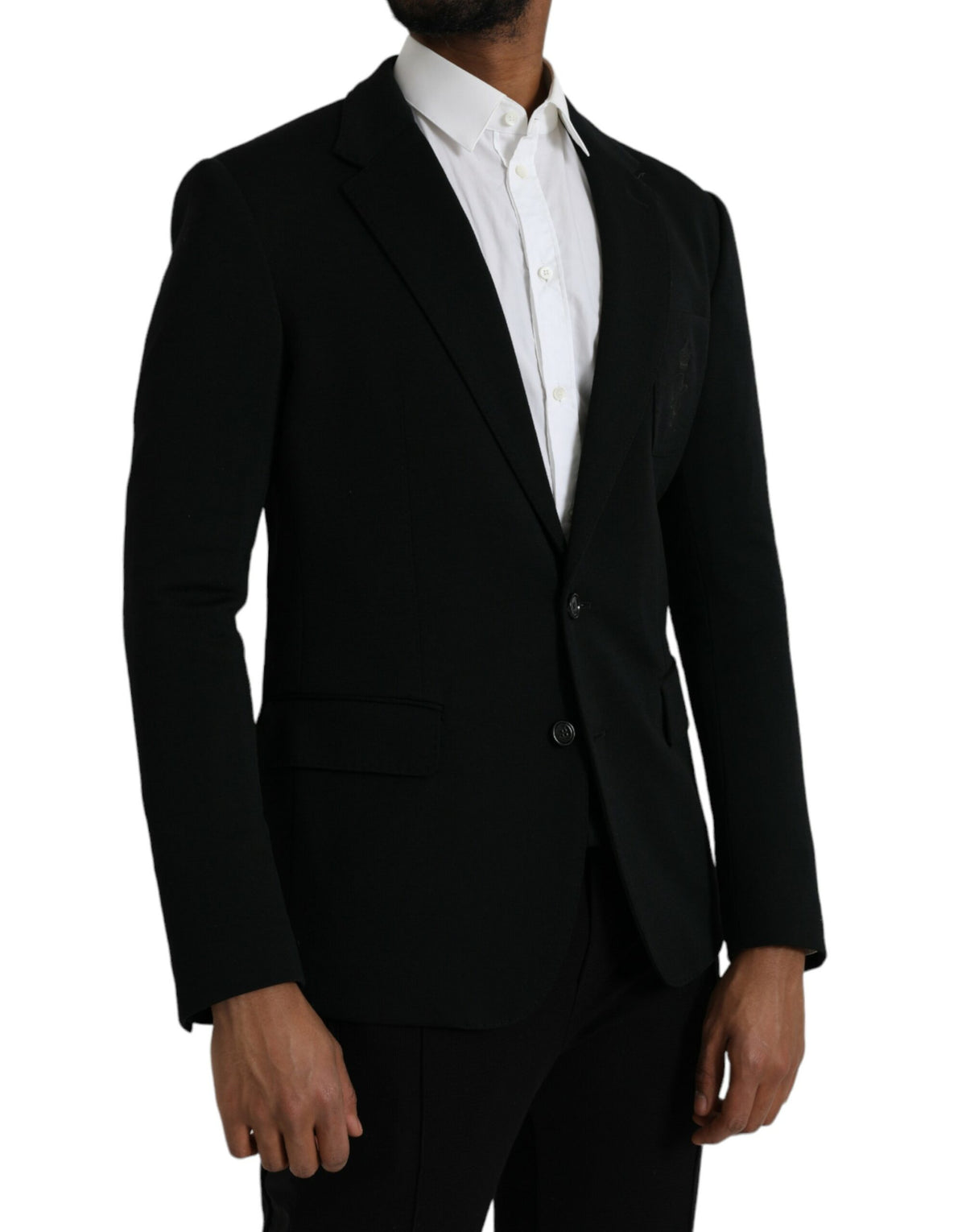Dolce &amp; Gabbana, blazer noir en laine, col à revers, à simple boutonnage.