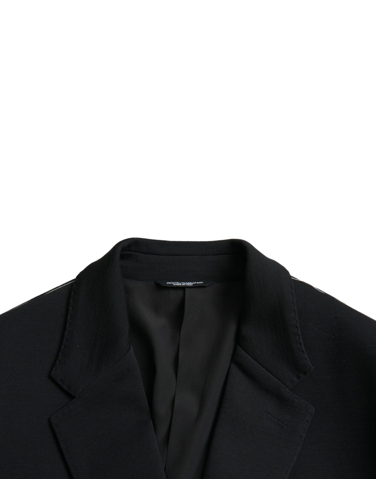 Dolce &amp; Gabbana, blazer noir en laine, col à revers, à simple boutonnage.