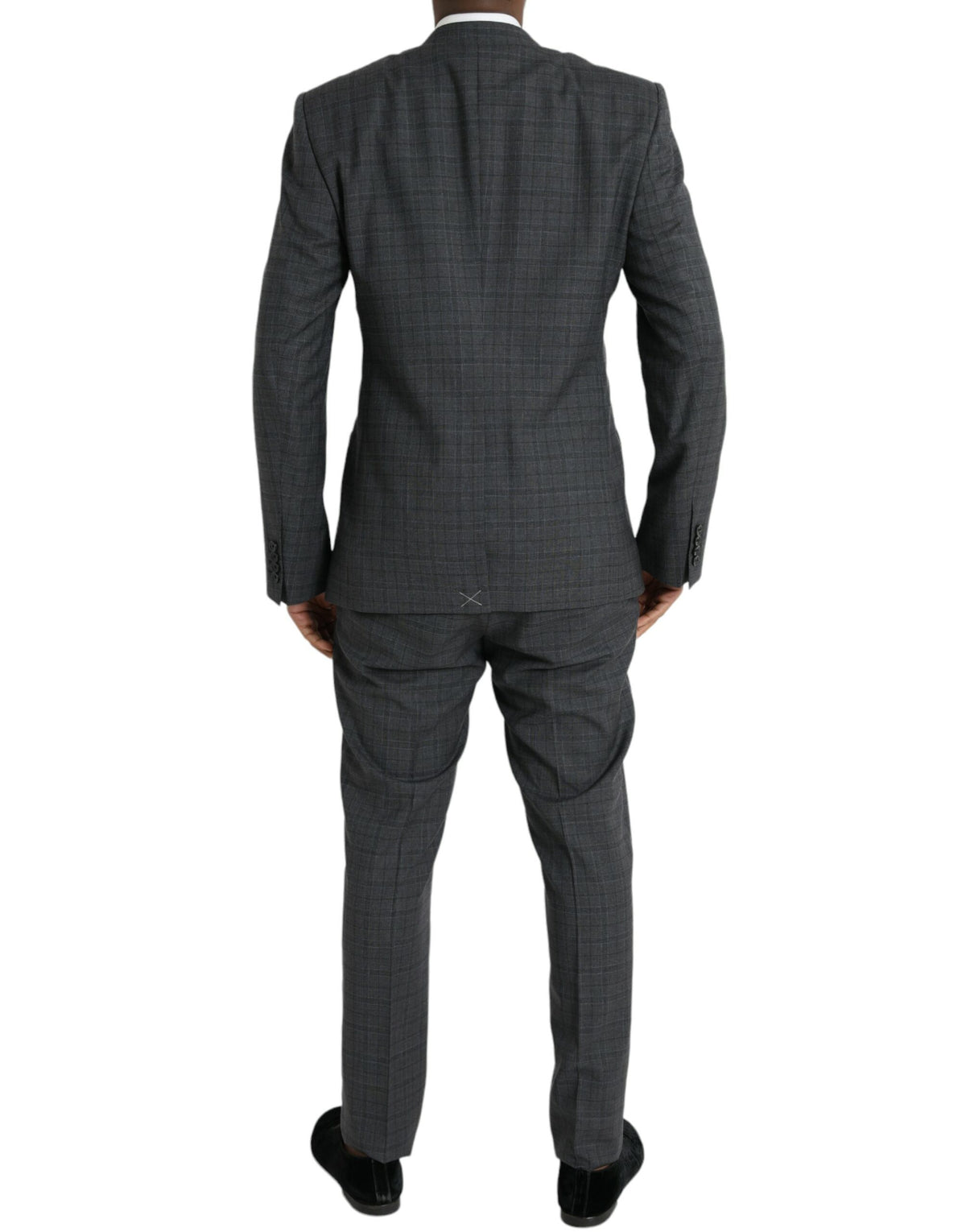 Dolce & Gabbana MARTINI Gray Plaid Wool Formal 2 Piece Suit