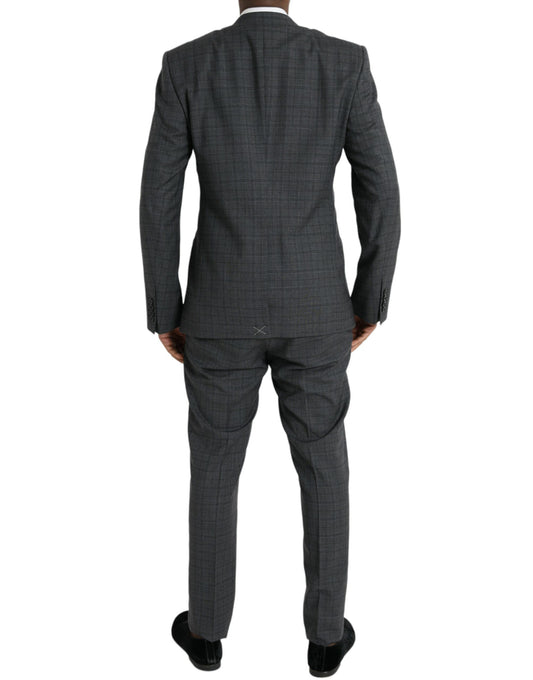 Dolce & Gabbana MARTINI Gray Plaid Wool Formal 2 Piece Suit