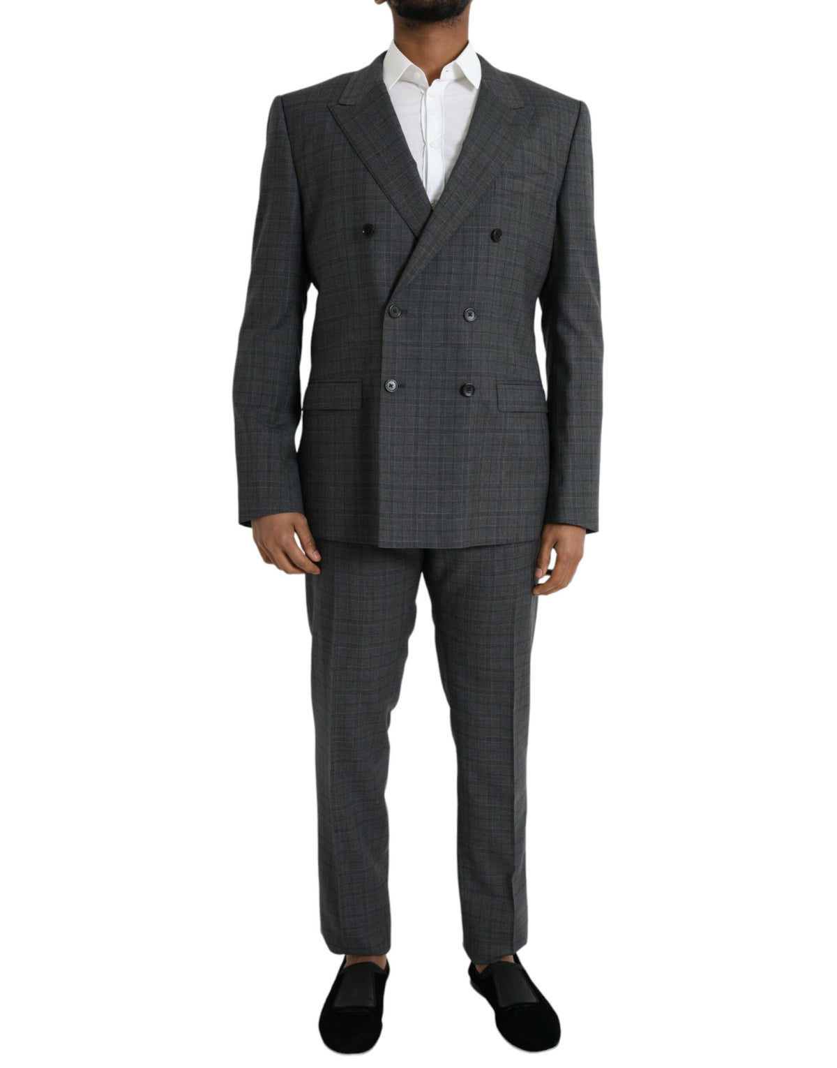 Dolce & Gabbana MARTINI Gray Plaid Wool Formal 2 Piece Suit