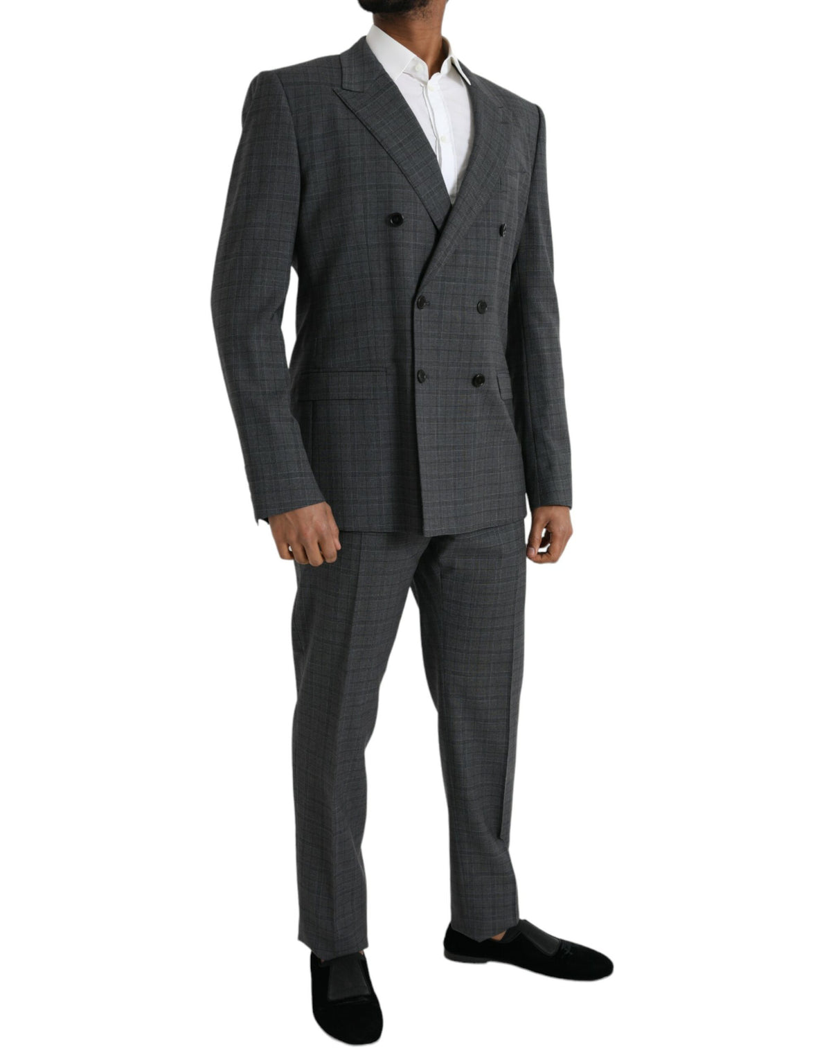 Dolce & Gabbana MARTINI Gray Plaid Wool Formal 2 Piece Suit