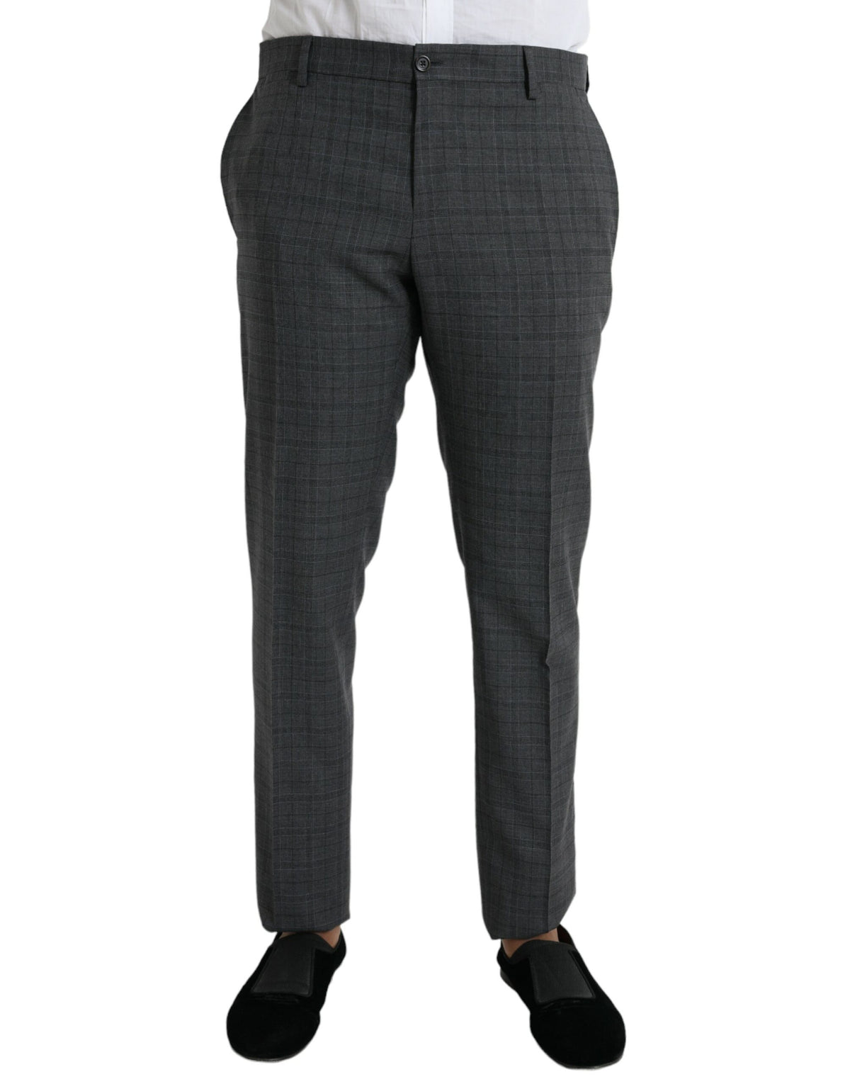 Dolce & Gabbana MARTINI Gray Plaid Wool Formal 2 Piece Suit