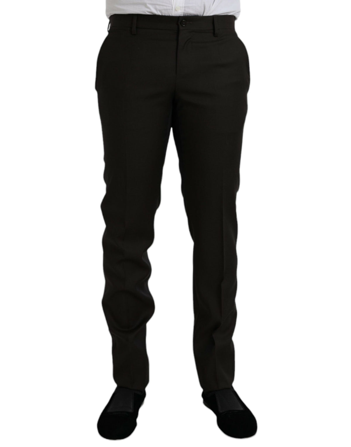 Pantalon tailleur slim en laine marron foncé de Dolce &amp; Gabbana
