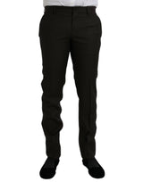 Pantalon tailleur slim en laine marron foncé de Dolce &amp; Gabbana