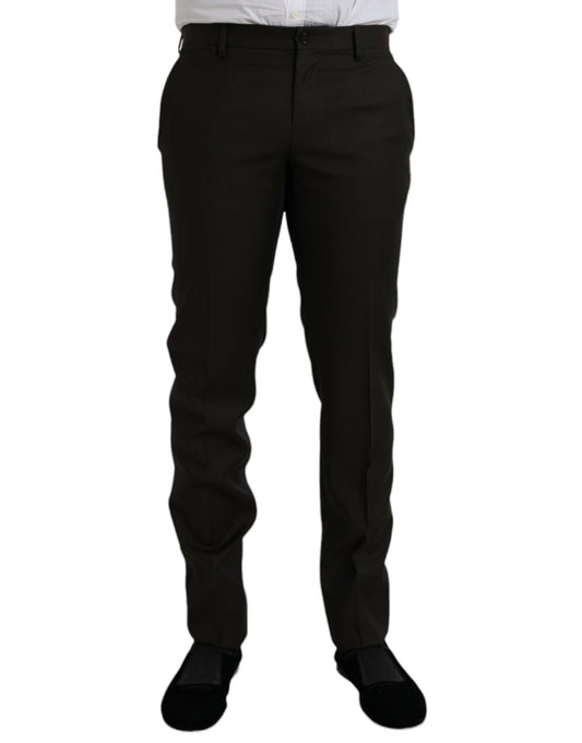 Dolce &amp; Gabbana donkerbruine wollen, smalle, formele broek