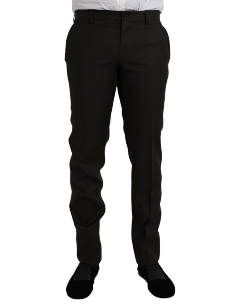 Dolce &amp; Gabbana donkerbruine wollen, smalle, formele broek