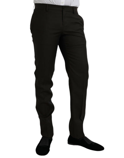 Pantalon tailleur slim en laine marron foncé de Dolce &amp; Gabbana
