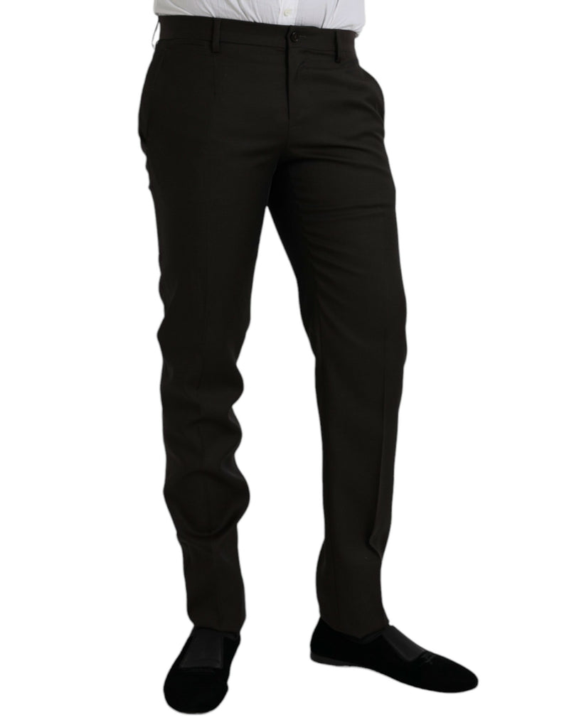 Dolce &amp; Gabbana donkerbruine wollen, smalle, formele broek