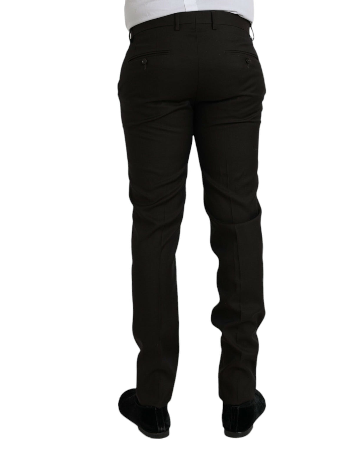 Pantalon tailleur slim en laine marron foncé de Dolce &amp; Gabbana