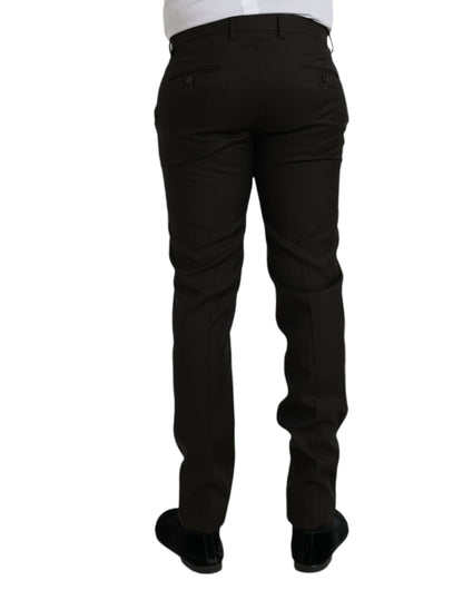 Pantalon tailleur slim en laine marron foncé de Dolce &amp; Gabbana