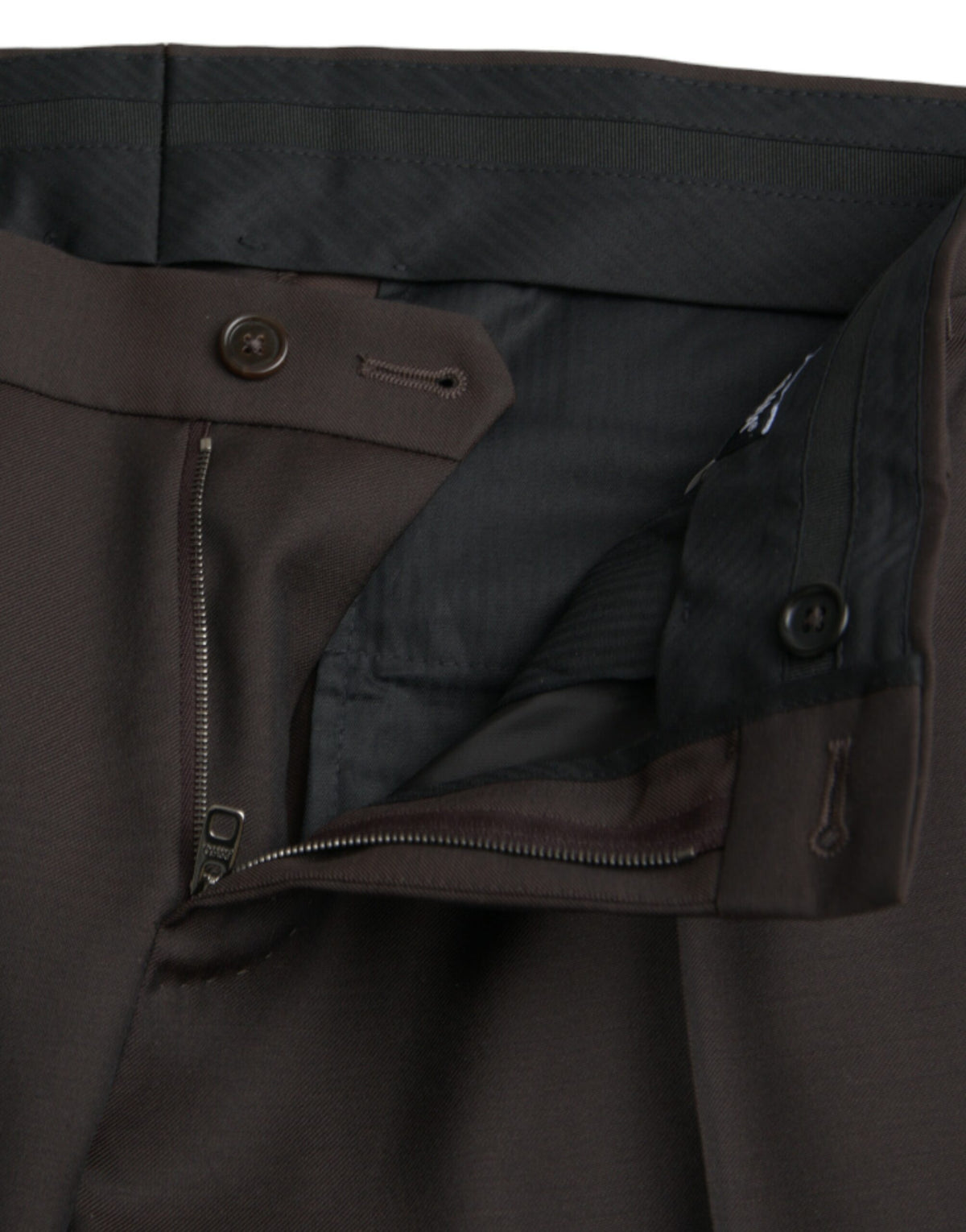 Pantalon tailleur slim en laine marron foncé de Dolce &amp; Gabbana