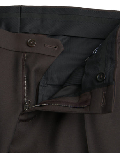 Pantalon tailleur slim en laine marron foncé de Dolce &amp; Gabbana