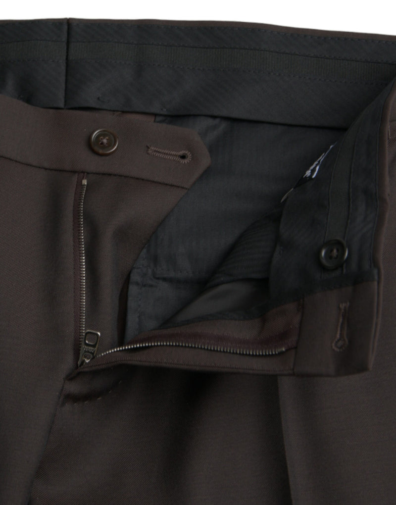 Dolce &amp; Gabbana donkerbruine wollen, smalle, formele broek