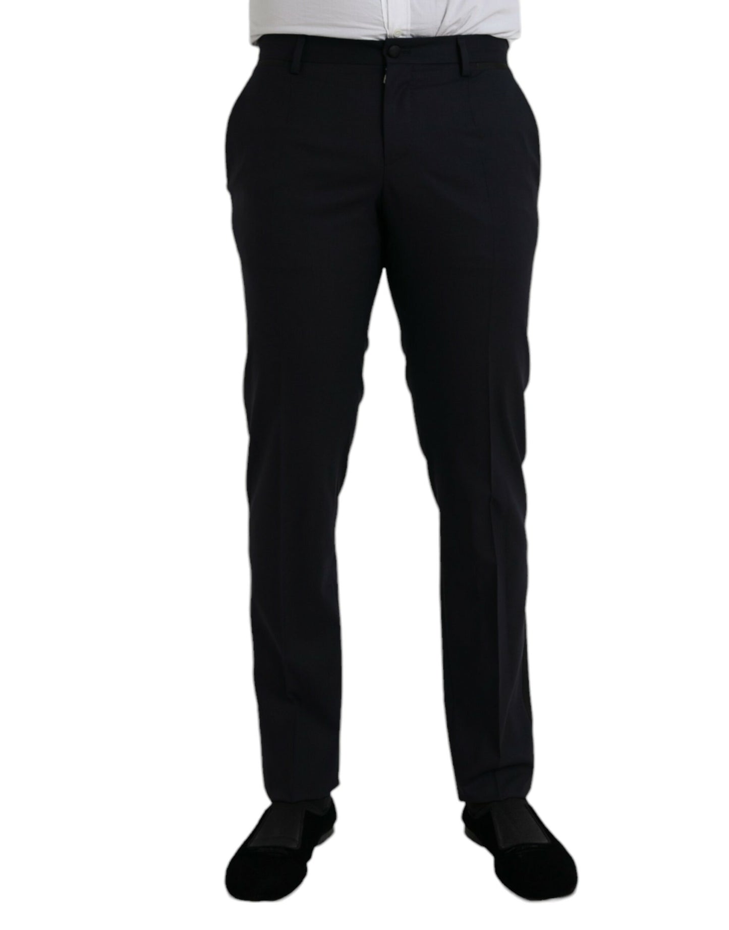Pantalon habillé slim en laine bleu foncé de Dolce &amp; Gabbana