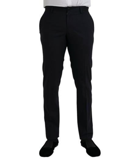 Pantalon habillé slim en laine bleu foncé de Dolce &amp; Gabbana