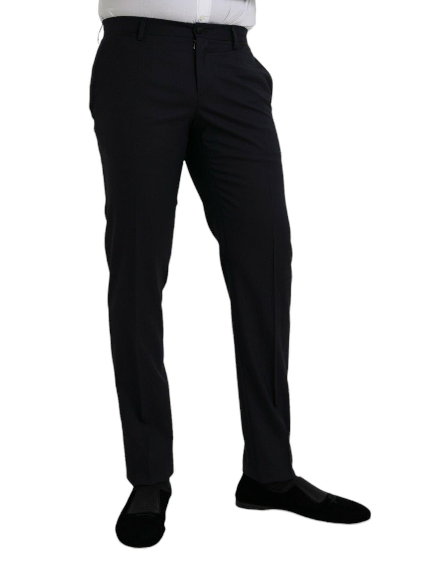 Pantalon habillé slim en laine bleu foncé de Dolce &amp; Gabbana