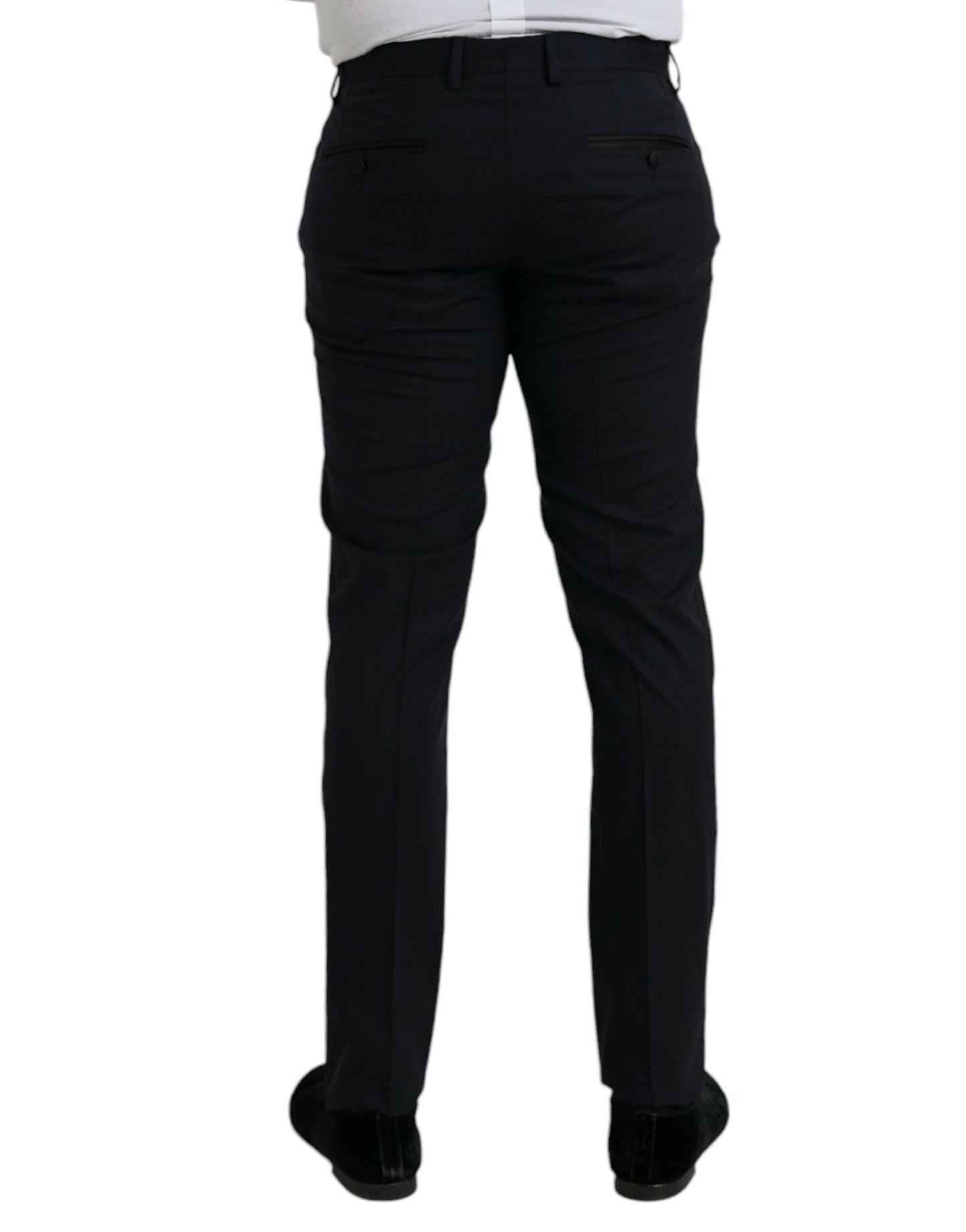 Pantalon habillé slim en laine bleu foncé de Dolce &amp; Gabbana