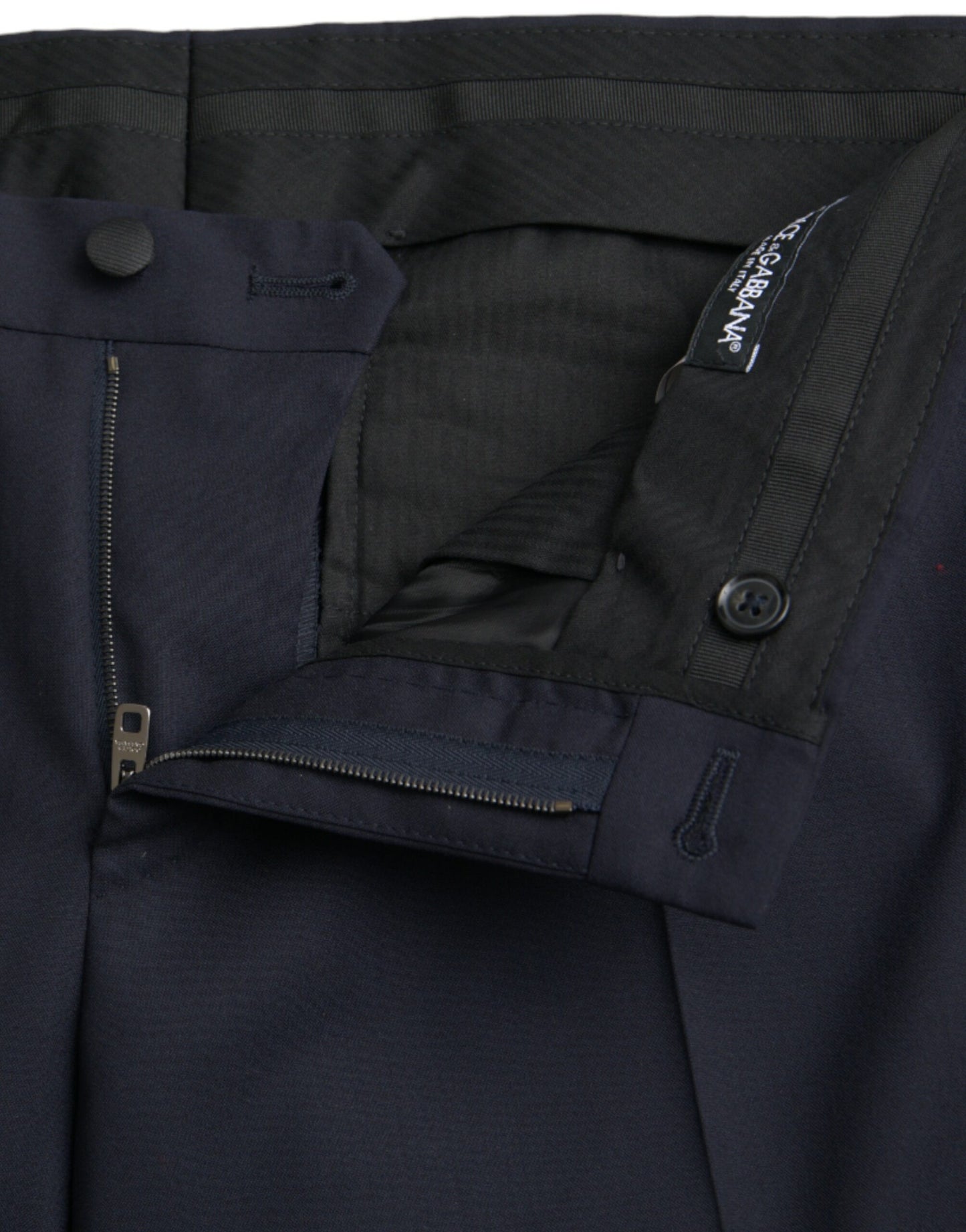 Pantalon habillé slim en laine bleu foncé de Dolce &amp; Gabbana