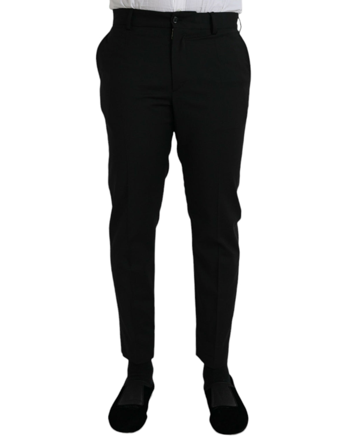 Pantalon habillé noir en laine, coupe slim, Dolce &amp; Gabbana