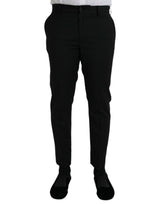 Pantalon habillé noir en laine, coupe slim, Dolce &amp; Gabbana