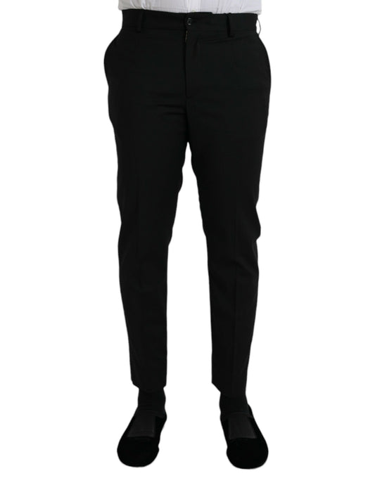 Dolce &amp; Gabbana zwarte wollen, slim-fit, formele broek.