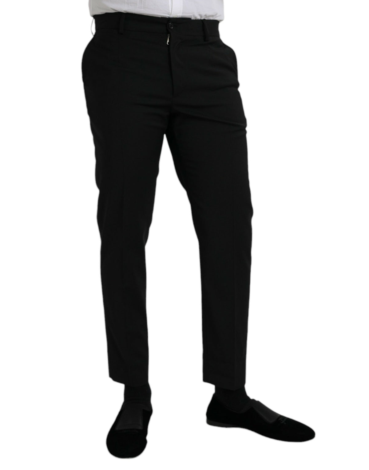 Pantalon habillé noir en laine, coupe slim, Dolce &amp; Gabbana