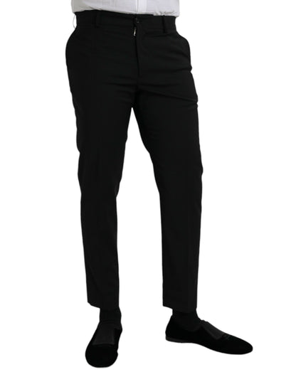 Dolce &amp; Gabbana zwarte wollen, slim-fit, formele broek.