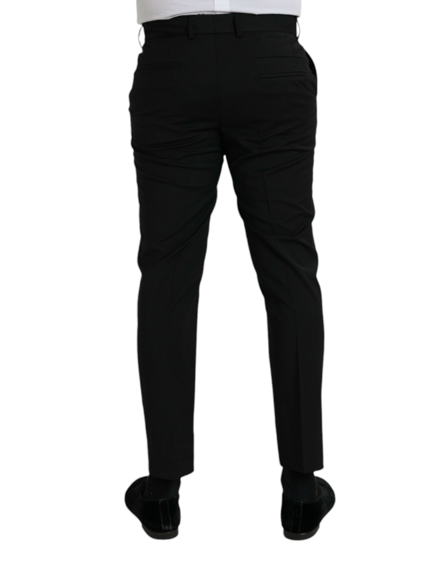 Dolce &amp; Gabbana zwarte wollen, slim-fit, formele broek.