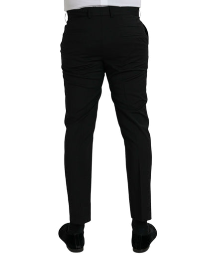 Dolce &amp; Gabbana zwarte wollen, slim-fit, formele broek.