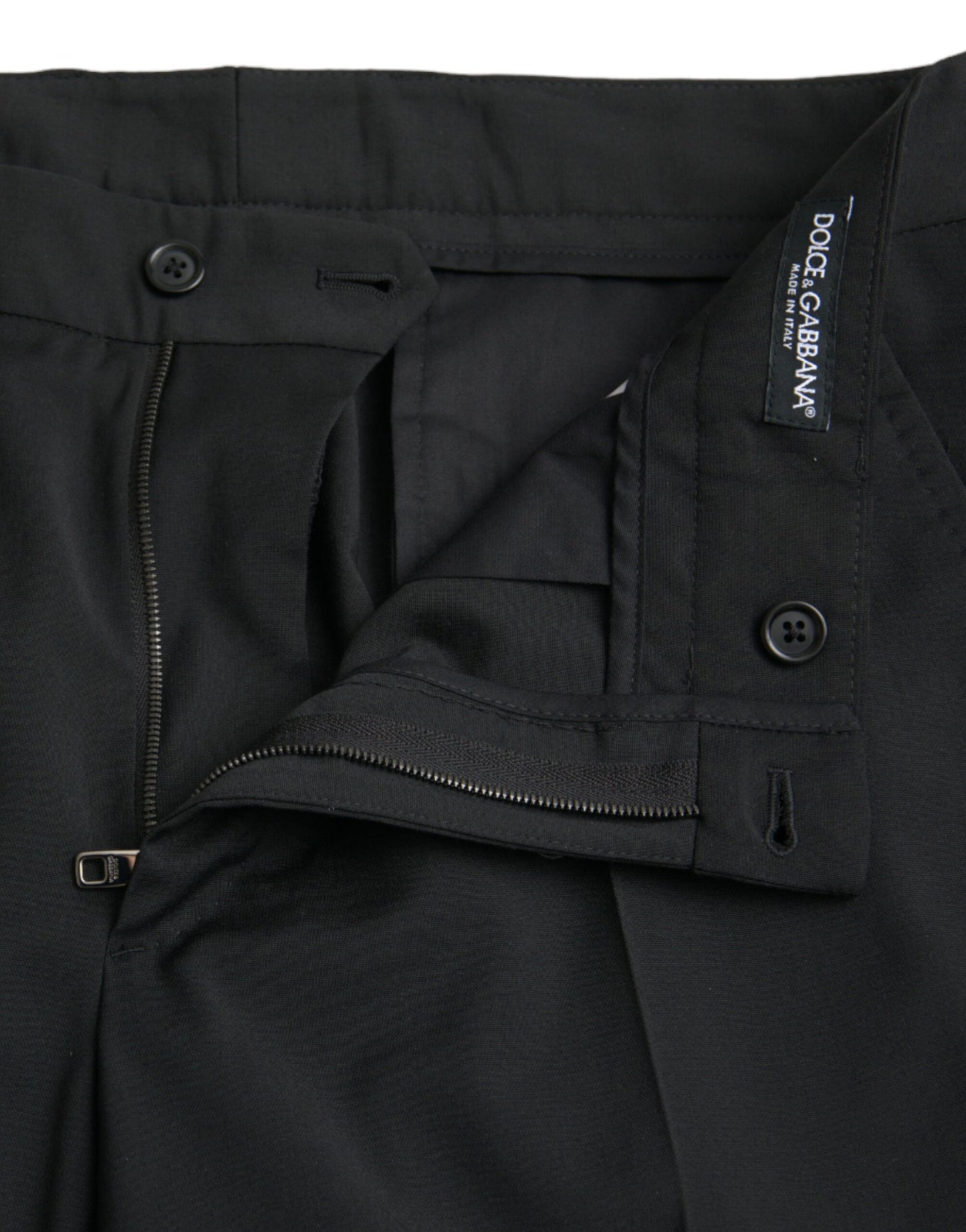 Dolce &amp; Gabbana zwarte wollen, slim-fit, formele broek.