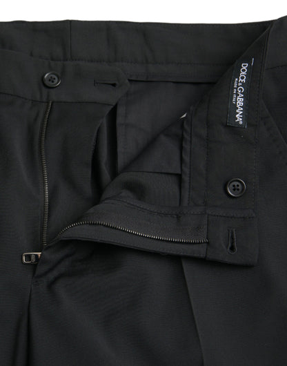 Dolce &amp; Gabbana zwarte wollen, slim-fit, formele broek.