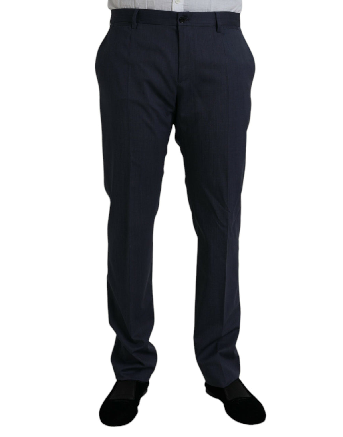 Pantalon habillé slim en laine bleue Dolce &amp; Gabbana