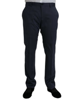 Pantalon habillé slim en laine bleue Dolce &amp; Gabbana